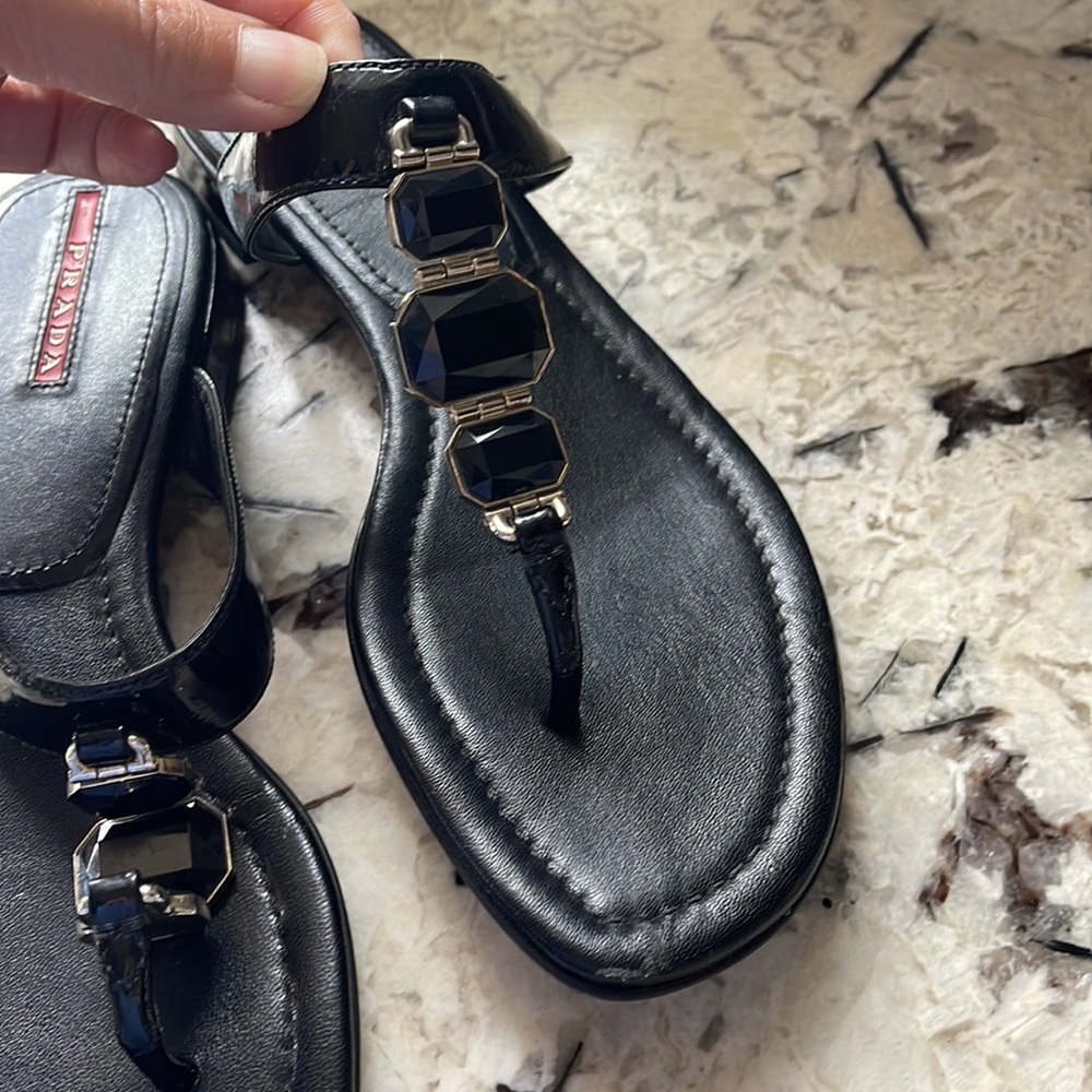 🛍️Prada Patent Jewel Thong Slides 37.5 - Picture 5 of 14